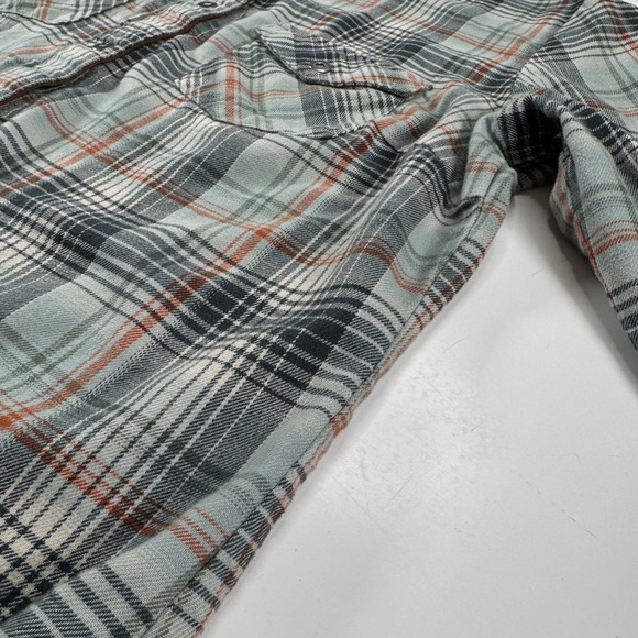 KUHL Tess Corduroy Trim L/S Flannel Shirt Womens Small Snap Front Green Plaid - Picture 6 of 13